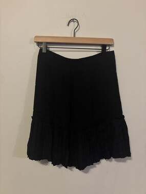 Kate Spade New York Black Ruffle Hem Silk Blend Mini Skirt